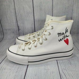 Converse Chuck Taylor All Star Lift Platforms Made With Love Womens Size 9 White